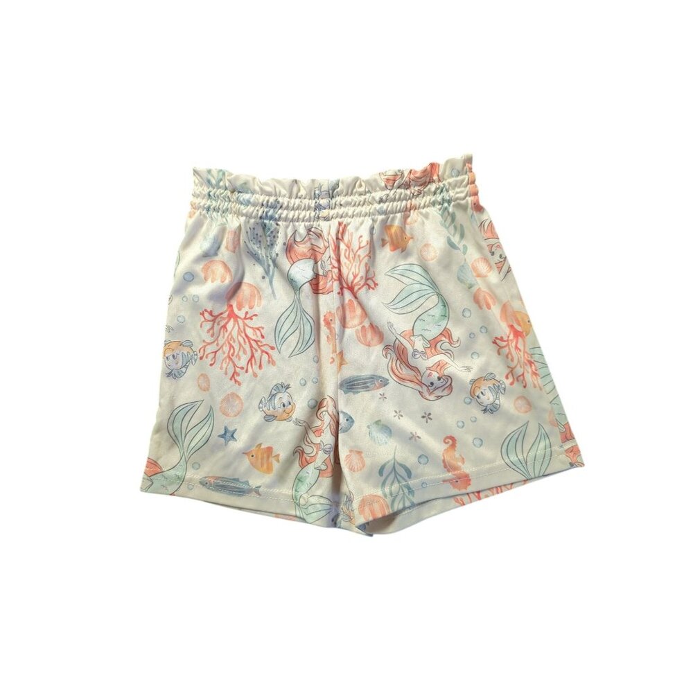 Whimsical Little Mermaid Print Toddler Shorts Elastic Waist T4